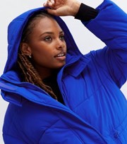 New Look Bright Blue Hooded Toggle Waist Puffer